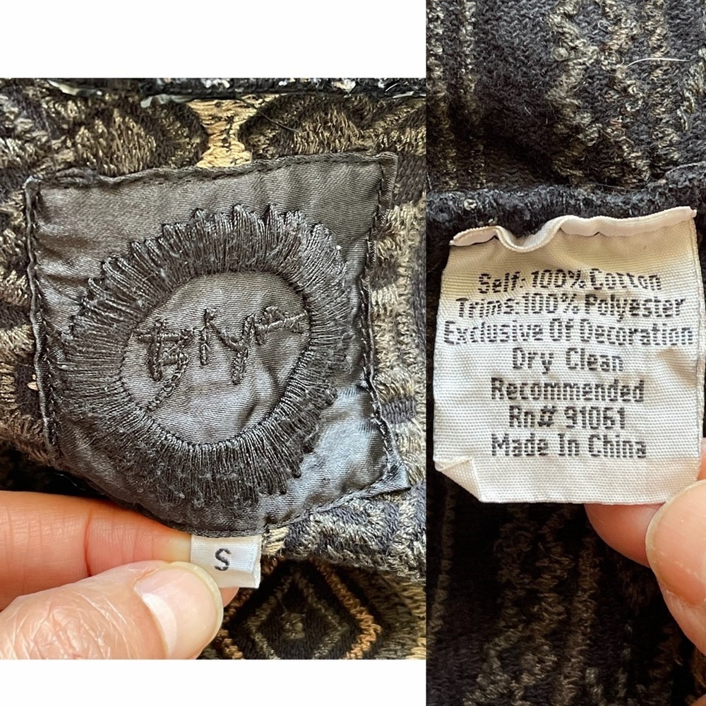 Johnny Was Tryker Embroidered Boho Cardigan Brown Black Small EUC - Picture 5 of 8